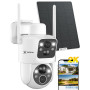 COCOCAM 2K Camera Surveillance WiFi Exterieure sans Fil, Double Objectif Double PIR, Batterie 10000mAh, 6W Panneau Solaire, 355°