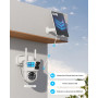 COCOCAM 2K Camera Surveillance WiFi Exterieure sans Fil, Double Objectif Double PIR, Batterie 10000mAh, 6W Panneau Solaire, 355°