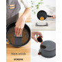BOREINE Batterie de cuisine, Set induction casserole et poêle tout feux avec couvercle, Lot poêle avec poignée amovible, Revêtem