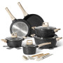 JUST PERFECTO Batterie de cuisine induction - set de casseroles tout feux avec couvercle en verre - lot avec des poêles anti adh