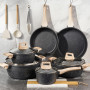 JUST PERFECTO Batterie de cuisine induction - set de casseroles tout feux avec couvercle en verre - lot avec des poêles anti adh