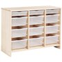 Meuble bas 12 bacs incolores bouleau