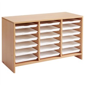 Meuble d'activités 18 plateaux hêtre