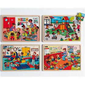 Puzzles bois Ensemble à l'école