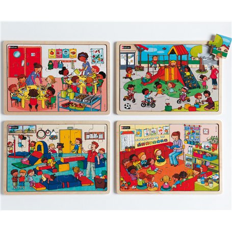 Puzzles bois Ensemble à l'école