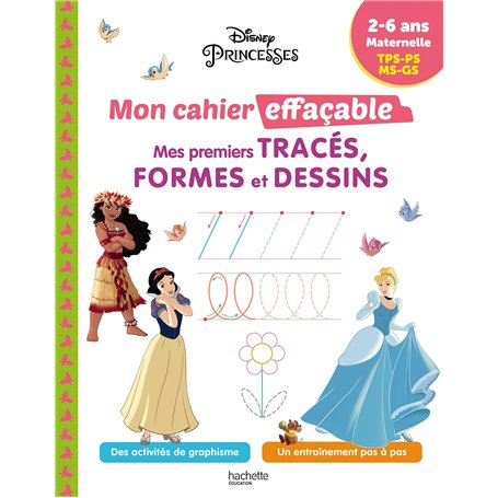 Disney - Princesses - Mon cahier effaçable - Mes premiers tracés