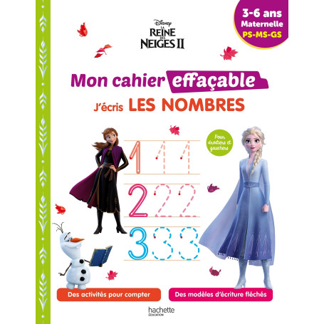 Disney - La Reine des Neiges 2 - Mon cahier effaçable - J'écris les nombres (3-6 ans)