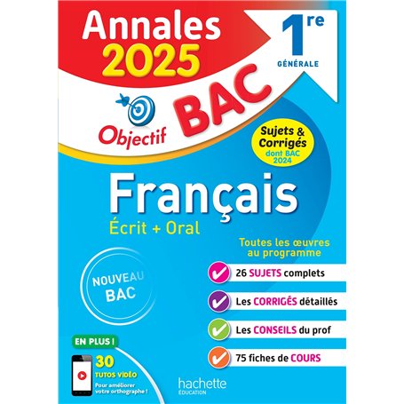Annales Objectif BAC 2025 - Français 1re générale
