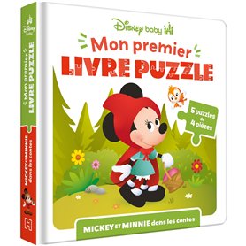 DISNEY BABY - Mon Premier livre puzzle - 4 pièces - Mickey et Minnie dans les contes