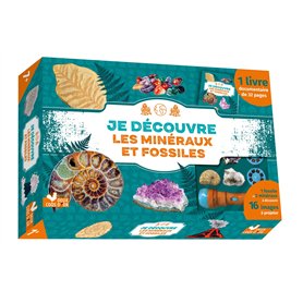Je découvre les minéraux et fossiles - coffret avec lampe et kit excavation