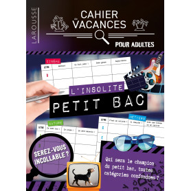 Cahier de vacances (adultes) Petit bac