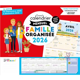Grand calendrier mensuel Famille organisée 2026