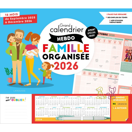 Grand calendrier hebdo Famille organisée 2026