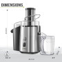 Twinzee Centrifugeuse Extracteur de Jus 850W, Large Bouche (75 mm) - Centrifugeuse Fruits et Legumes, Pieds Anti-Dérapants
