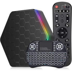Boîtier TV Android 12.0, 4Go RAM 64Go ROM Allwinner H618 Quad-Core 64-Bit Supporto 2.4GHz/5GHz WiFi6 10/100M LAN Enternet BT 5.0
