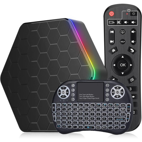 Boîtier TV Android 12.0, 4Go RAM 64Go ROM Allwinner H618 Quad-Core 64-Bit Supporto 2.4GHz/5GHz WiFi6 10/100M LAN Enternet BT 5.0