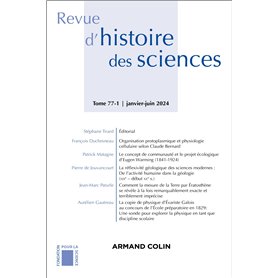 Revue d'histoire des sciences 1/2024