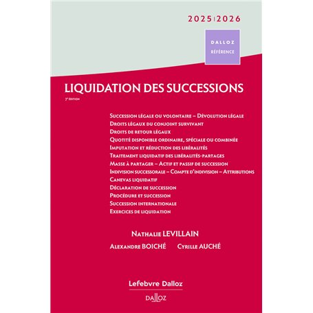 Liquidation des successions 2025/2026. 7e éd.