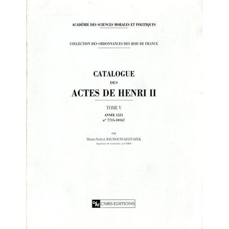 Catalogue des actes de Henri II - tome 5