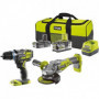 RYOBI One+ Duo Brushless perceuse a percussion + meuleuse 125mm sans fil 18V - R 449,99 €