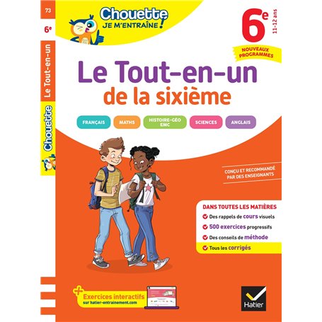 Chouette Je m'entraîne - Le Tout-en-un 6e Nouveau programme (toutes les matières)