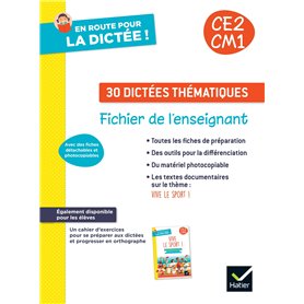 En route pour la dictée CE2-CM1 ! Vive le sport ! Ed. 2024 - Fichier de l'enseignant