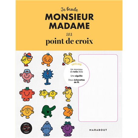 Je brode Monsieur Madame au point de croix