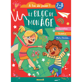 Le bloc de mon âge (7-8 ans) - A toi de jouer ! (Fille garçon fond rouge et vert) - Labyrinthes