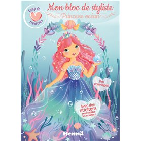 Coup de coeur créations - Mon bloc de styliste - Princesse océan - Avec des stickers pour habiller les modèles ! Des coloriages