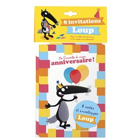 PACK DE 8 CARTES D'ANNIVERSAIRE LOUP