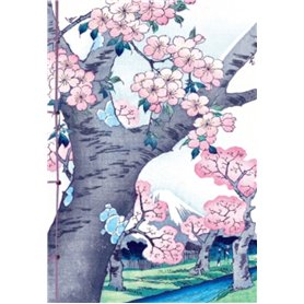 Carnet Hazan gaufré  Cerisiers en Fleurs  18 x 26 cm (papeterie)