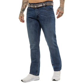 Pantalon Jeans Coupe Regular Coton Homme avec Ceinture