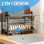 Shernax Egoutoire Vaisselle Cuisine en Acier Inoxydable avec Tapis egouttoir Vaisselle, egouttoir Vaisselle à 2 Niveaux avec bac