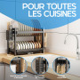Shernax Egoutoire Vaisselle Cuisine en Acier Inoxydable avec Tapis egouttoir Vaisselle, egouttoir Vaisselle à 2 Niveaux avec bac
