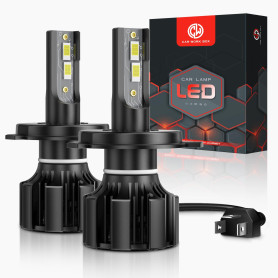 CAR WORK BOX H4 LED Ampoules 28000LM 130W LED Lampe Phares pour 12V Voiture, 6500K