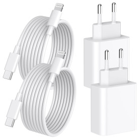 Chargeur Rapide iPhone 14 13 Pro Max, 4-Pack [Certifié MFi] Chargeur Mural USB C PD 20W avec câble de Charge Rapide USB C vers L