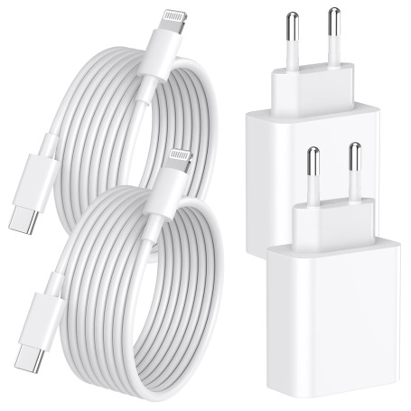 Chargeur Rapide iPhone 14 13 Pro Max, 4-Pack [Certifié MFi] Chargeur Mural USB C PD 20W avec câble de Charge Rapide USB C vers L