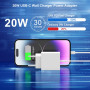 Chargeur Rapide iPhone 14 13 Pro Max, 4-Pack [Certifié MFi] Chargeur Mural USB C PD 20W avec câble de Charge Rapide USB C vers L