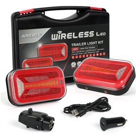 AOHEWEI Ensemble de feux arrière magnétiques LED sans fil pour remorque 12/24 V