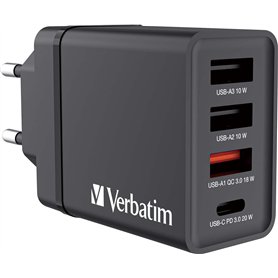 VERBATIM Chargeur USB mural 4 ports 30 W Noir