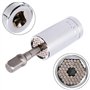 Clé Nuzamas - Clé à cliquet multifonctionnelle et auto-ajustable avec adaptateur perceuse et douille universelle - 7 à 19 cm - K