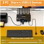 Commutateur KVM 3 moniteurs 3 PC, Displayport HDMI USB 3.0 Commutateur KVM pour deux écrans, prend en charge 4K @ 60 Hz pour 3 o