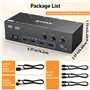 Commutateur KVM 3 moniteurs 3 PC, Displayport HDMI USB 3.0 Commutateur KVM pour deux écrans, prend en charge 4K @ 60 Hz pour 3 o