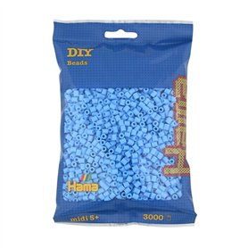 Hama Perlen 201-46 Sachet de perles à repasser avec environ 3000 perles colorées Midi Craft Bleu pastel Diamètre 5 mm Pour loisi