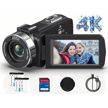 Caméscope vidéo 4K HD 80 MP 30 FPS avec vision nocturne infrarouge