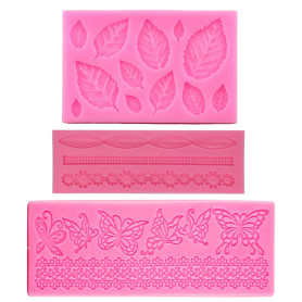 Décoration Perles Bulles Moules Fondant Feuille de Chêne Moule Silicone pour Tapis Fleurs Dentelle Motif Fleur Collier de Perles