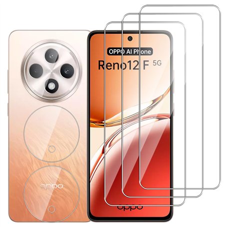 Dlxiks 3 Pièces Verre Trempé Pour OPPO Reno 12F / Reno 12 FS 5G avec 3 Pièces Caméra Arrière Protecteur