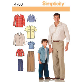 Simplicity Patron de couture 4760 chemise et pantalon pour homme et garçon A (S-M-L/S-M-L-XL)