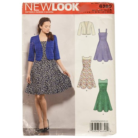 New Look 6390 Taille A Patrons de Robes avec Jupe et Patron de Couture Boléro