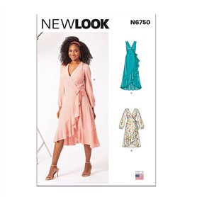 NEW LOOK UN6750A Robe portefeuille pour femme avec longueurs et manches variantes A (38-40-42-44-46-48-50)